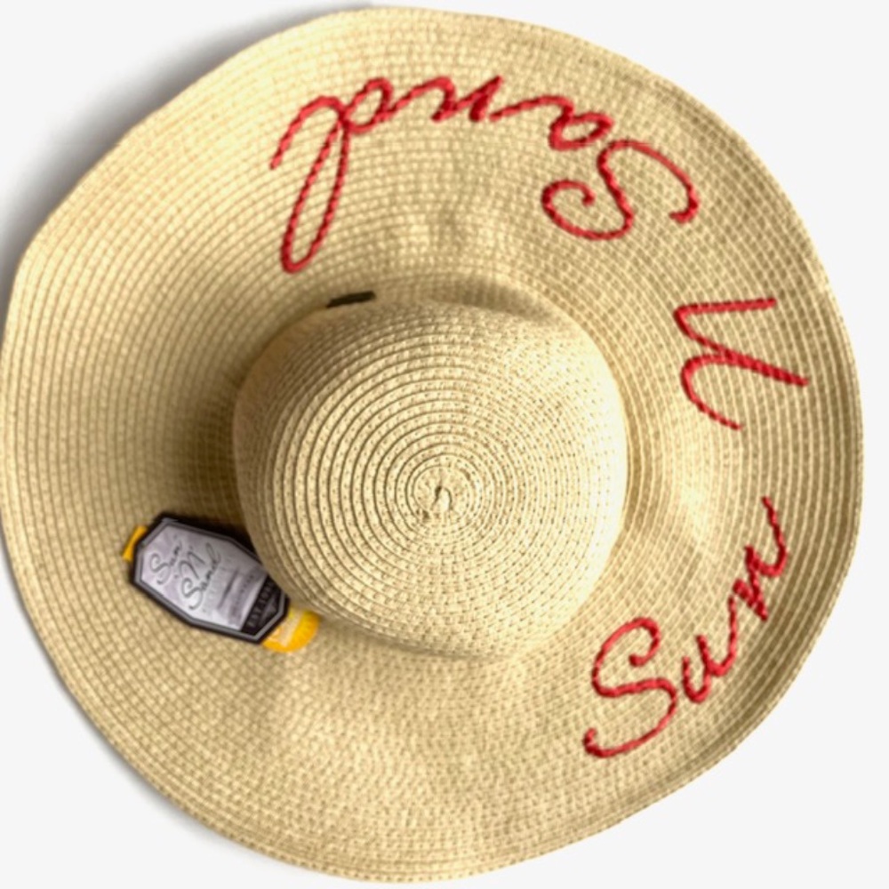 Sun N Sand Beachwear  Embroidered Floppy Straw Hat NWT